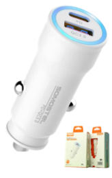 CARGADOR PARA AUTO DOBLE PUERTO USB Y C