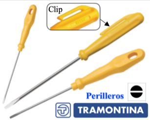 DESTORNILLADOR PERILLERO - PUNTA PLANA 75 mm CON CLIP- 3,2 x 0,8 mm
