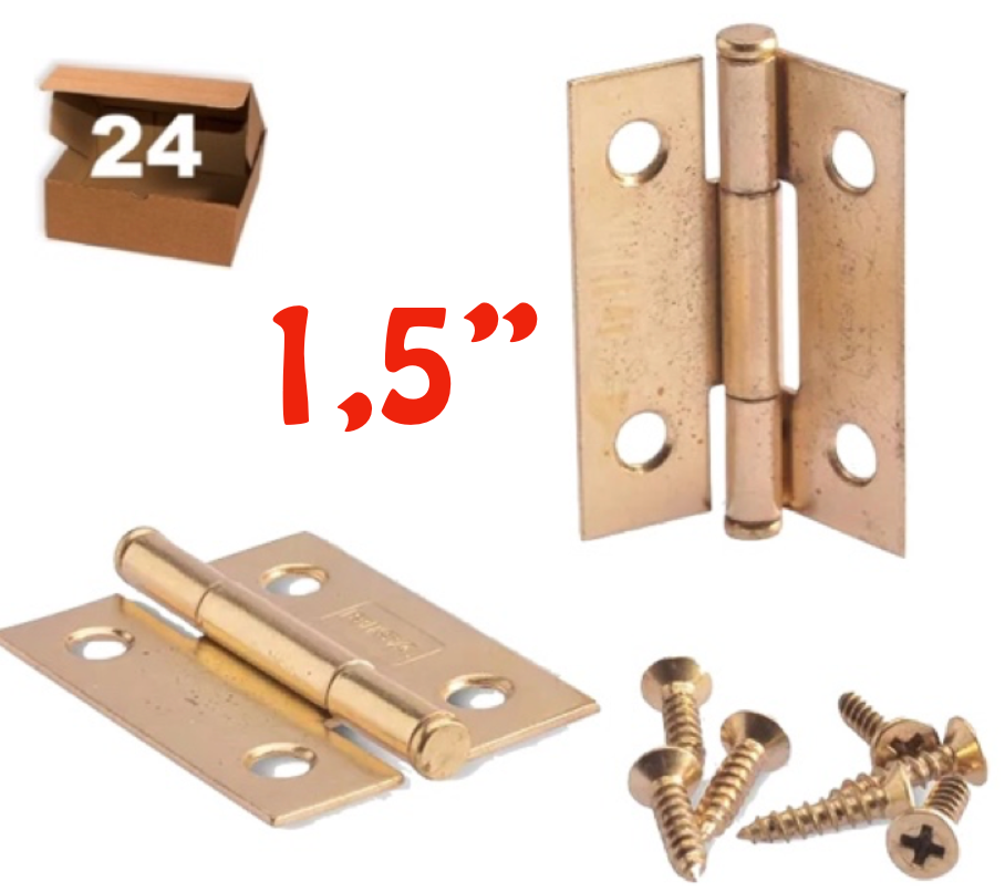 BISAGRA LIBRO LIVIANA 1,5" - PERNO FIJO Y AGUJERO - 24 UNIDADES