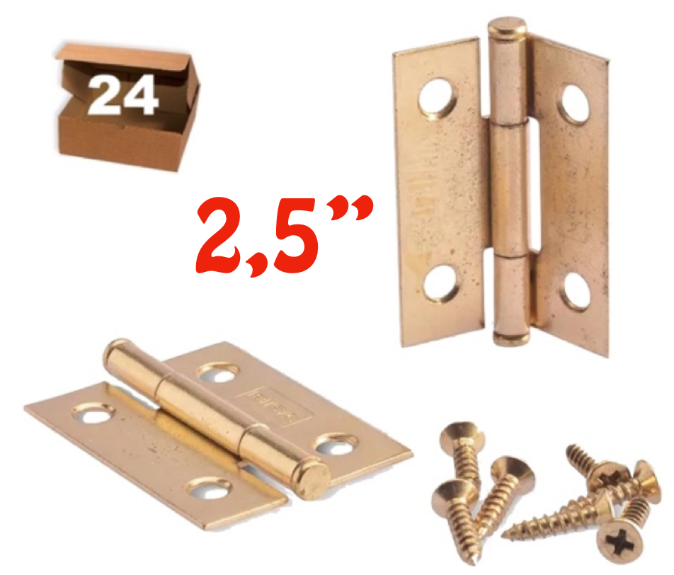 BISAGRA LIBRO LIVIANA 2,5" - PERNO FIJO Y AGUJERO - 24 UNIDADES