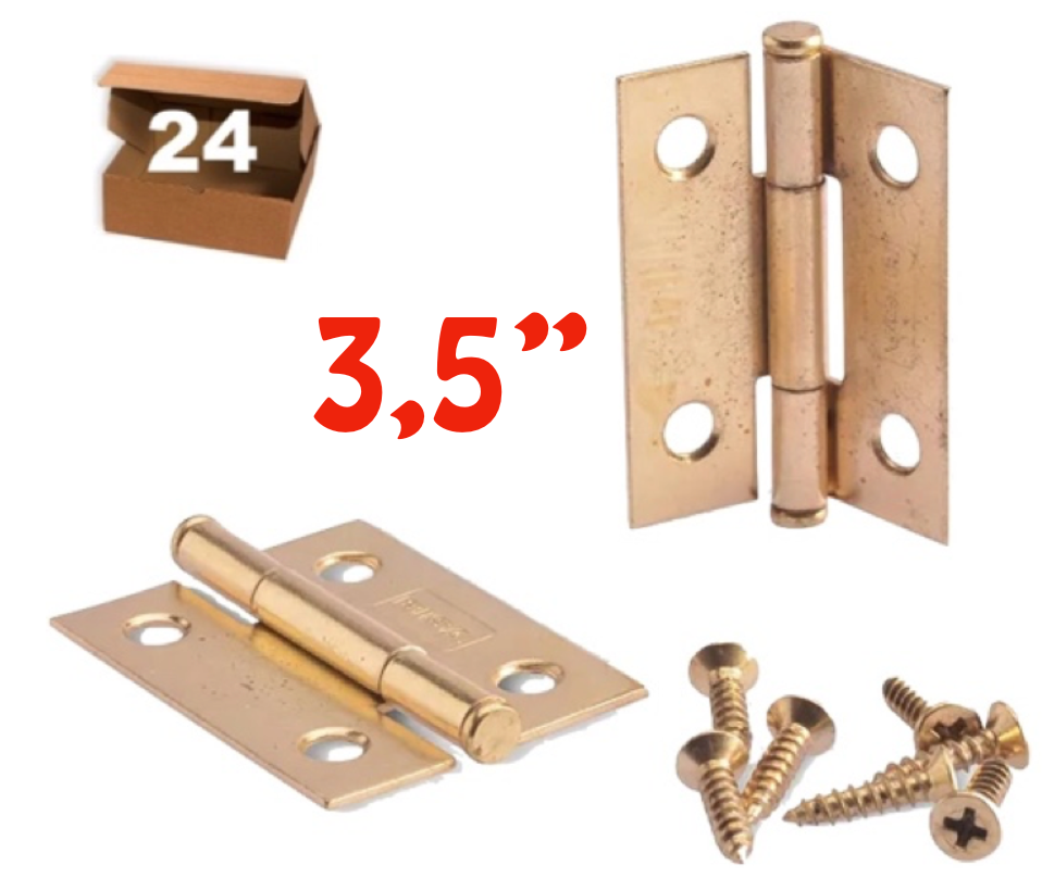 BISAGRA LIBRO LIVIANA 3,5" - PERNO FIJO Y AGUJERO - 24 UNIDADES