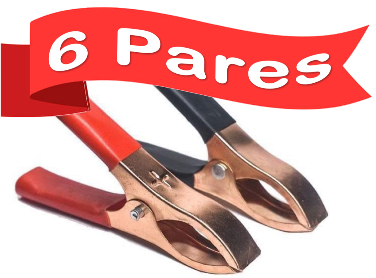 PINZA PARA BATERÍA 30A - 6 PARES BICOLOR