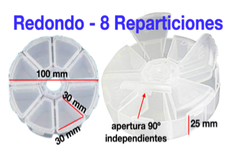 ORGANIZADOR TRANSPARENTE - 8 REPARTICIONES - REDONDO