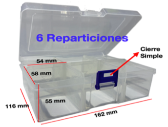 ORGANIZADOR TRANSPARENTE - 6  REPARTICIONES - ALTO