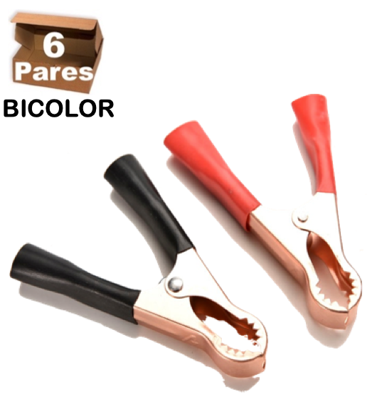 PINZA PARA BATERÍA 30A - 6 PARES BICOLOR