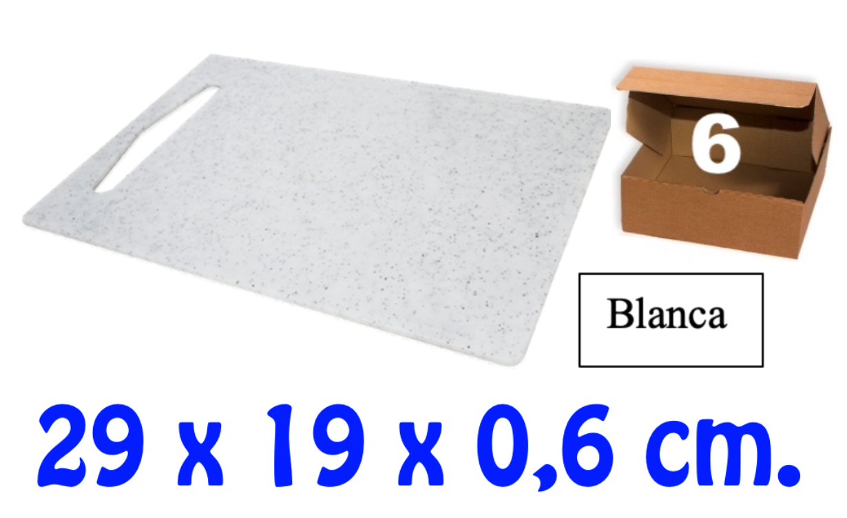 TABLA DE COCINA - 29 x 19 x 0,6 cm.- Blanca - 6 UNIDADES