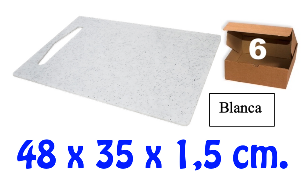 TABLA DE COCINA - 48 x 35 x 1,5 cm.- Blanca - 6 UNIDADES