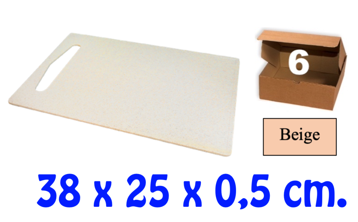 TABLA DE COCINA - 38 x 25 x 0,5 cm.- Beige - 6 UNIDADES