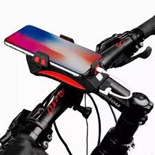 LUZ FRONTAL CON BOCINA Y SOPORTE PARA CELULAR PARA BICI RECARGABLE