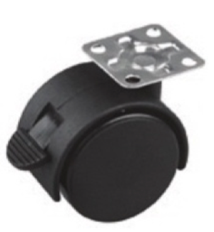 RUEDA CON BASE - CON FRENO - 40 mm - 4 UNIDADES