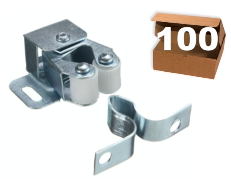 RETÉN DE PUERTA - DOBLE RODILLO - ZINCADO - 100 UNIDADES